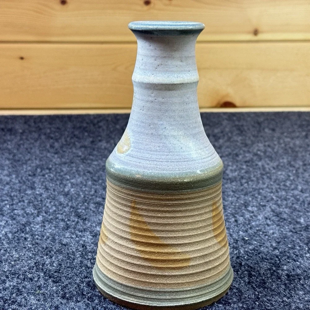 Vintage Signed Studio Art Pottery Vase Hand Thrown 8